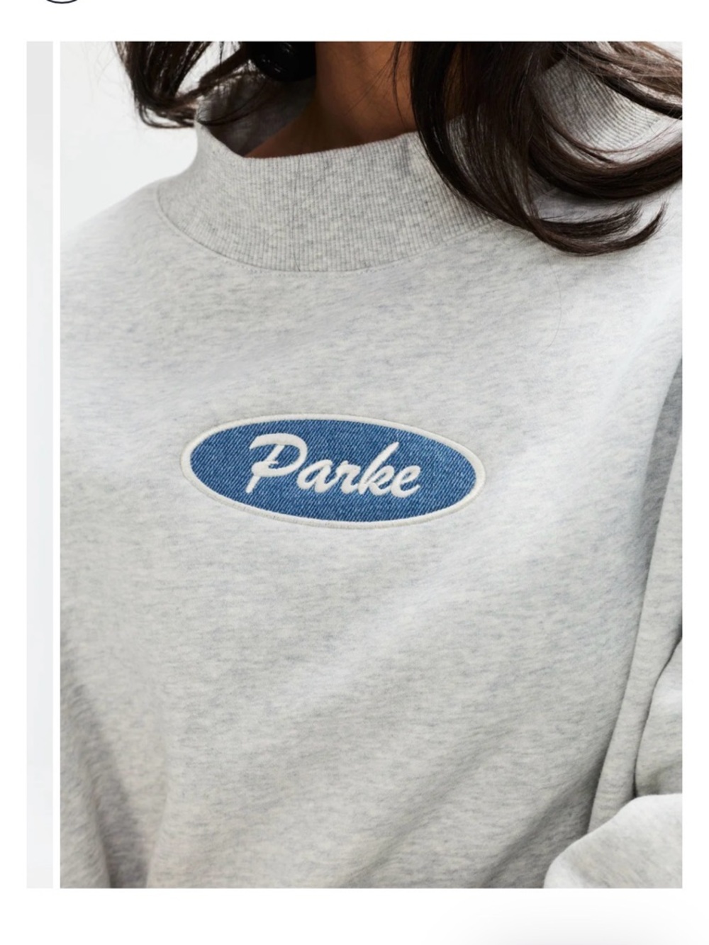 Parke Embroidered Logo Light Gray Crewneck Sweatshirt